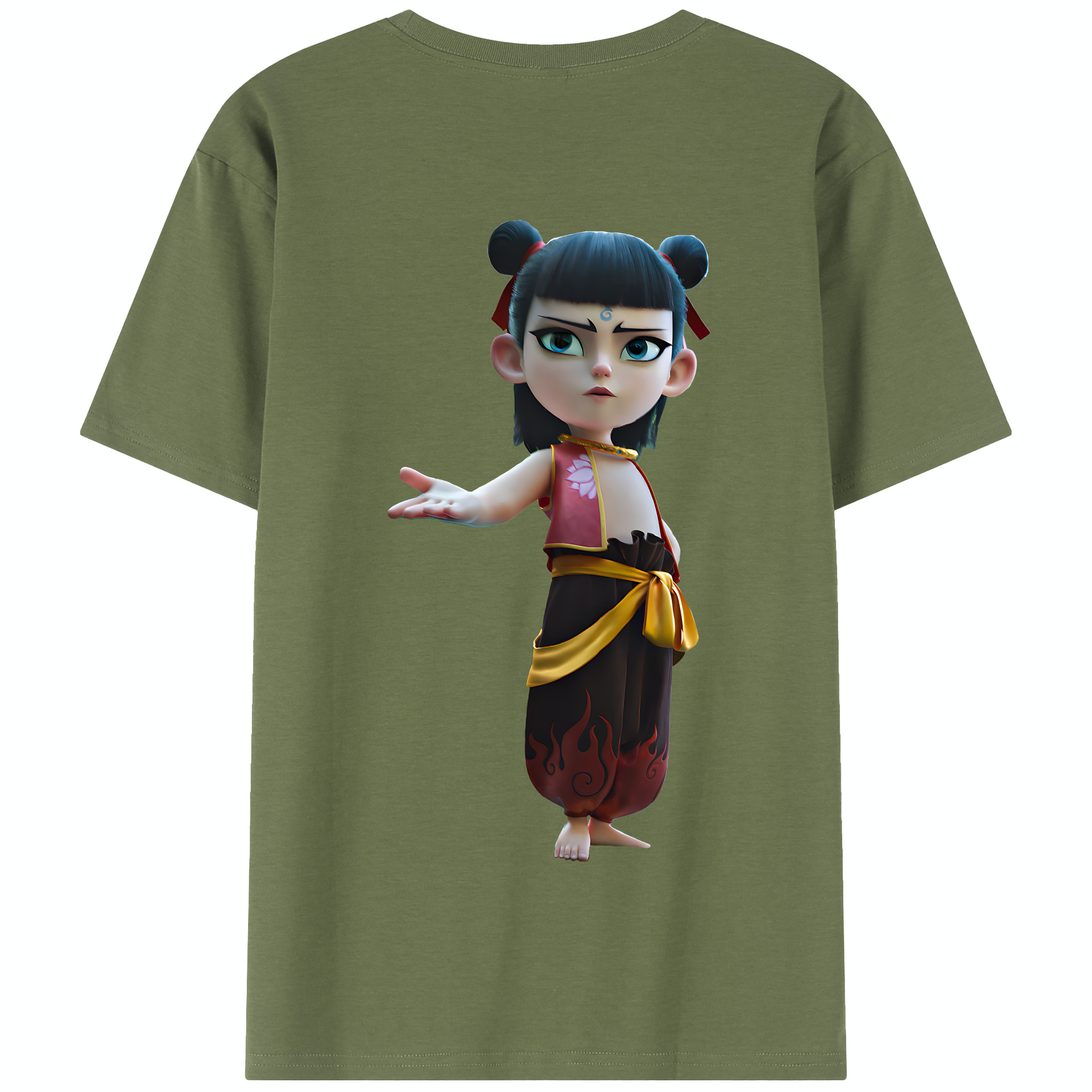（画像用） Ne Zha 2 ナタ 魔童の大暴れ 綿100％半袖Tシャツ（背面プリント）